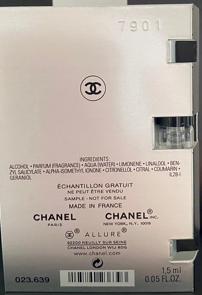 CHANEL ALLURE HOMME SPORT EDT 1,5ml - obrazek 3