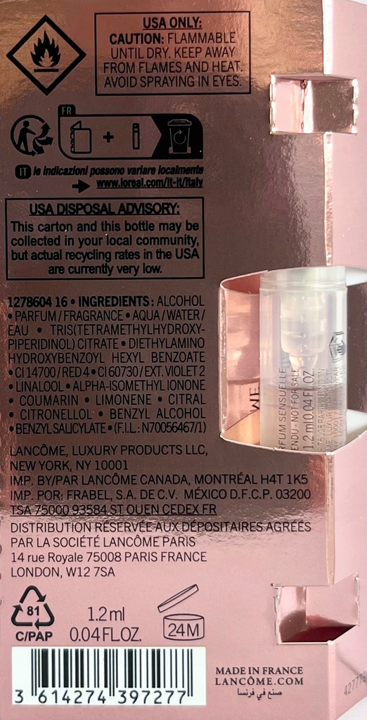Lancome La vie est Belle VANILLE NUDE 1,2 ml X 5 szt = 6 ml - obrazek 3